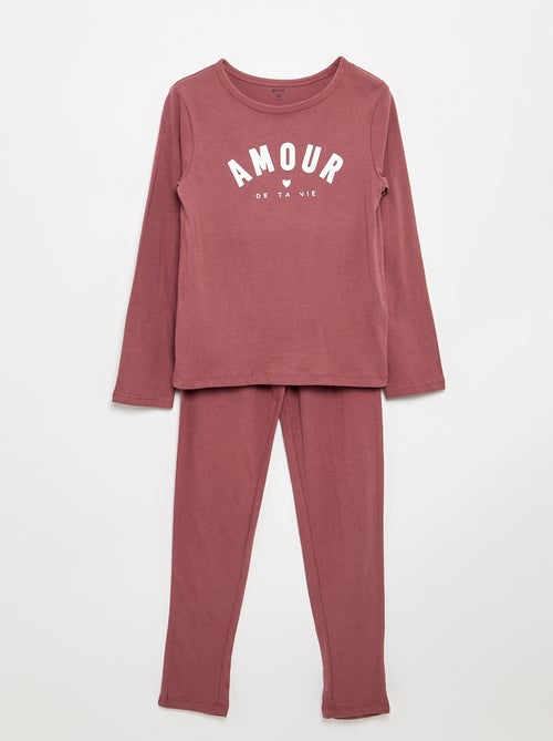Pijama comprido em jersey de algodão - 2 peças - Kiabi