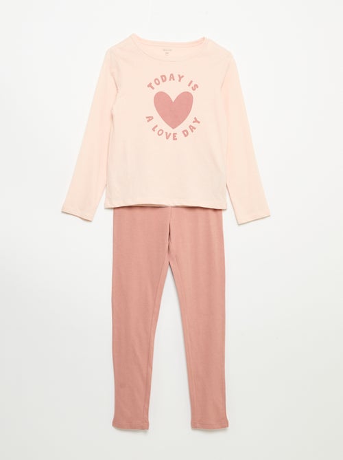 Pijama comprido em jersey de algodão - 2 peças - Kiabi