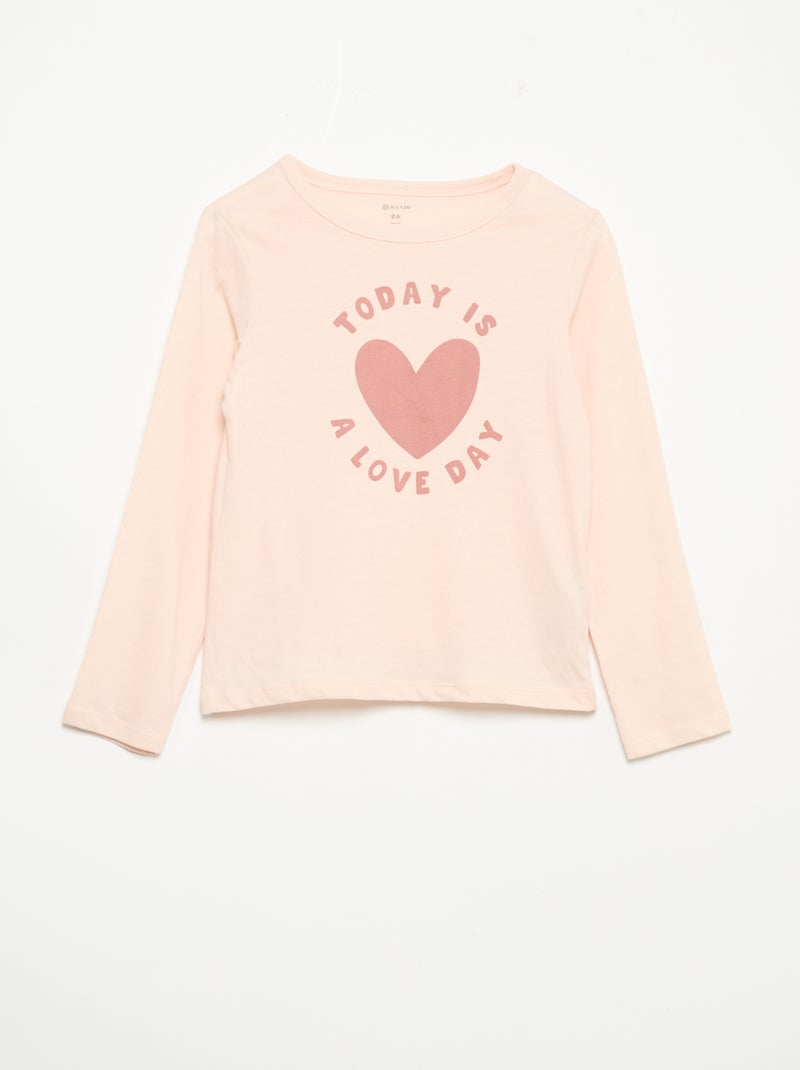 Pijama comprido em jersey de algodão - 2 peças Rosa - Kiabi
