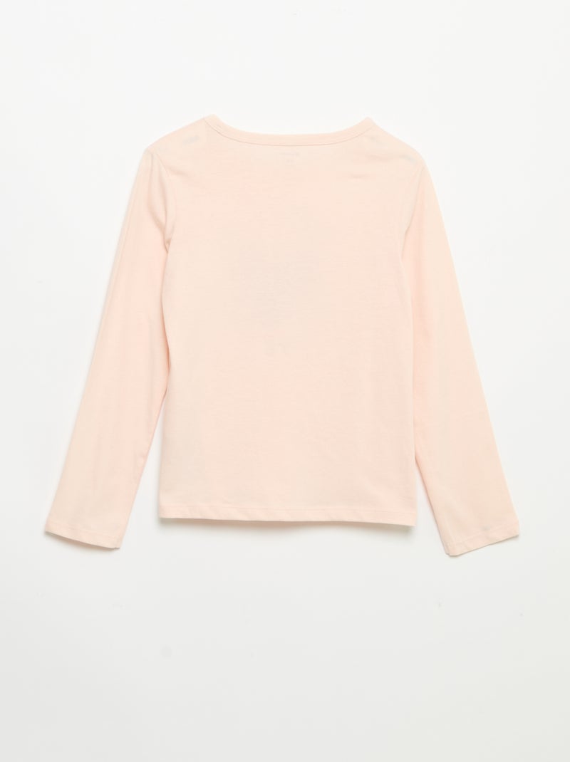 Pijama comprido em jersey de algodão - 2 peças Rosa - Kiabi