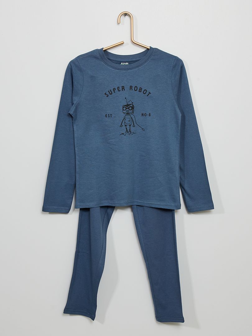 Pijama comprido em jersey estampado AZUL - Kiabi