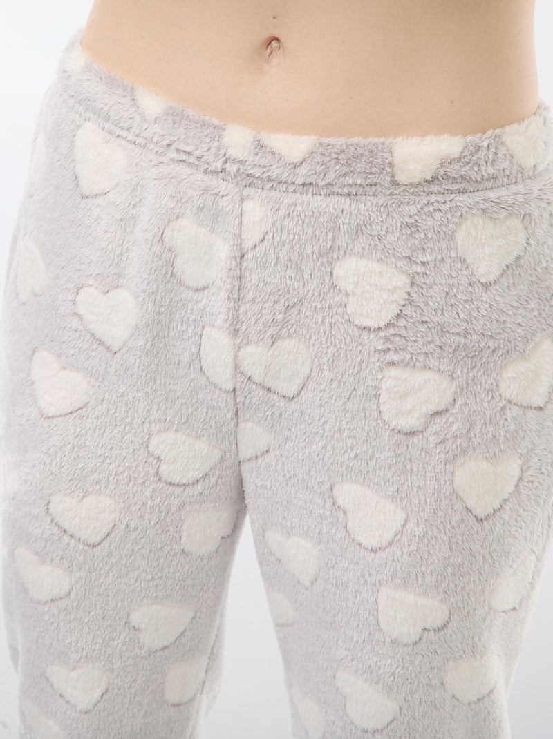 Pijama comprido em malha fofinha - 2 peças Cinza - Kiabi