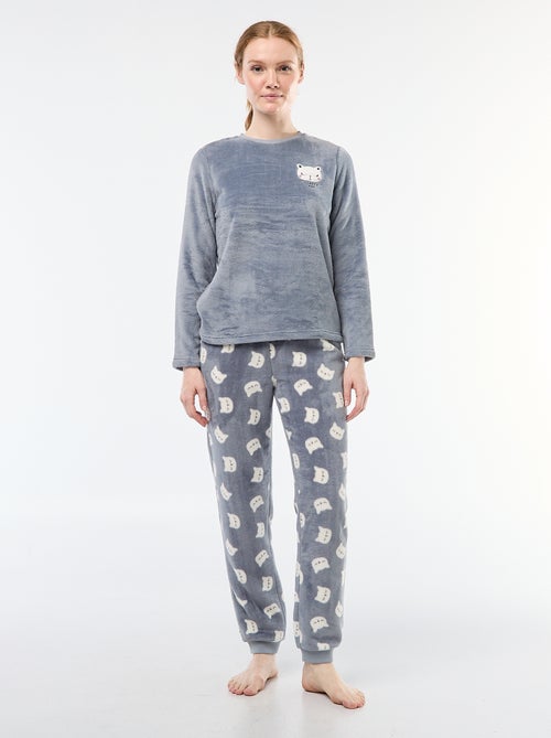Pijama comprido em malha macia - 2 peças - Kiabi