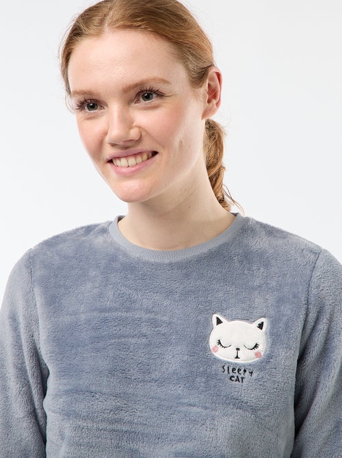 Pijama comprido em malha macia - 2 peças - Kiabi