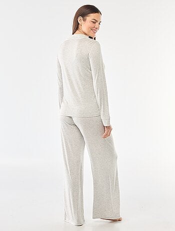 Pijama comprido em malha suave stretch - 2 peças
