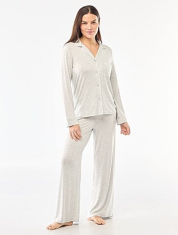 Pijama comprido em malha suave stretch - 2 peças
