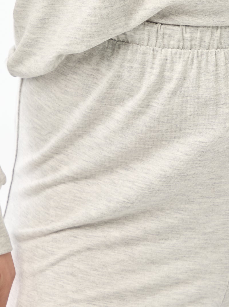 Pijama comprido em malha macia stretch - 2 peças Cinza - Kiabi