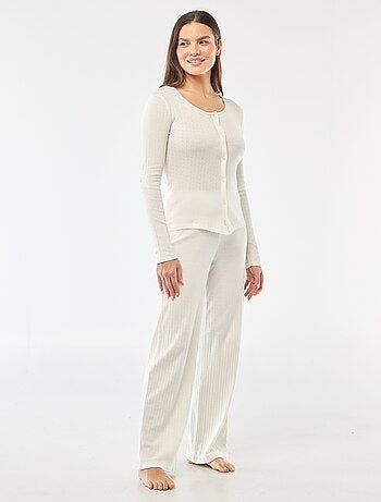 Pijama comprido em malha pointelle - 2 peças