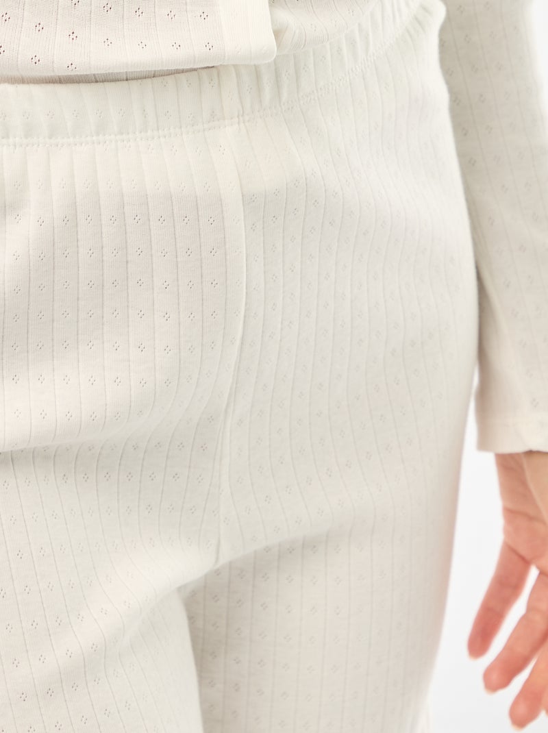 Pijama comprido em malha pointelle - 2 peças Branco - Kiabi