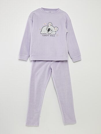 Pijama comprido em malha polar - 2 peças