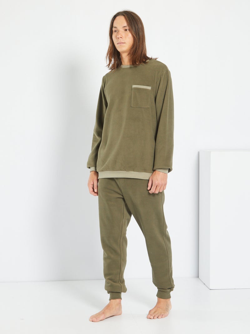 Pijama comprido em malha polar - 2 peças CAQUI - Kiabi