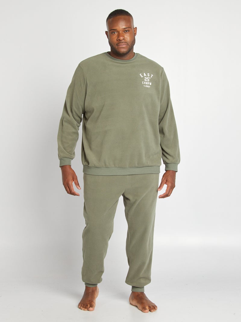 Pijama comprido em malha polar  - 2 peças VERDE - Kiabi