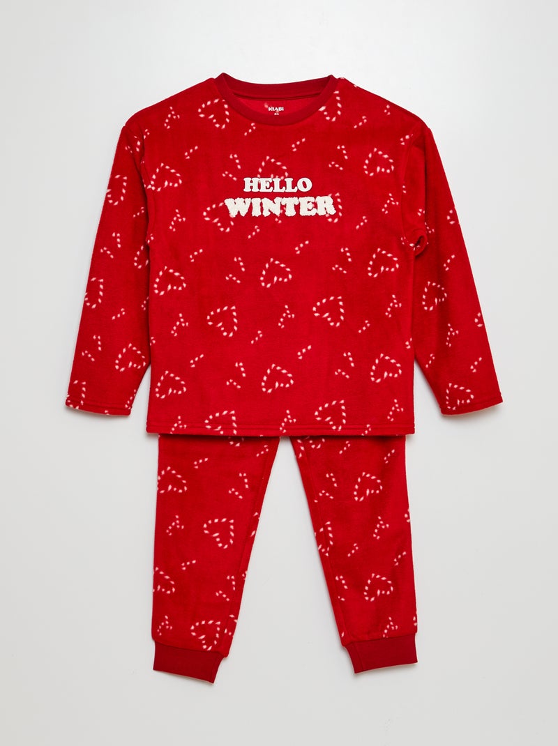 Pijama comprido em malha polar 'Winter' - 2 peças VERMELHO - Kiabi