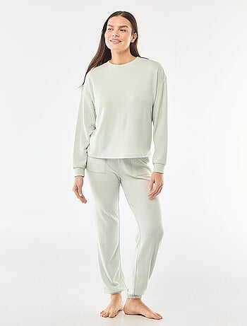 Pijama comprido em malha quente - 2 peças