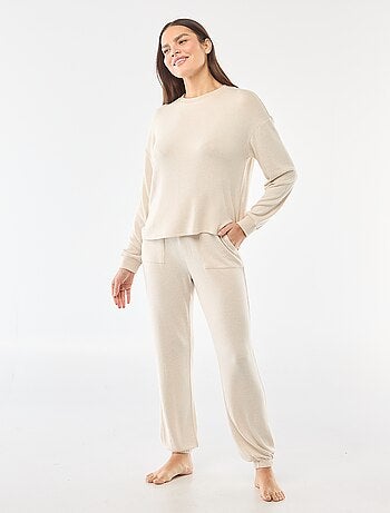 Pijama comprido em malha quente - 2 peças