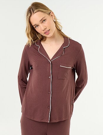 Pijama comprido em malha suave stretch - 2 peças