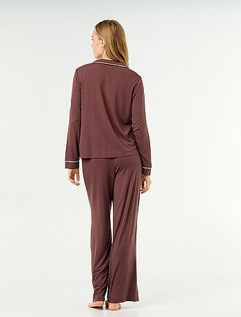 Pijama comprido em malha suave stretch - 2 peças
