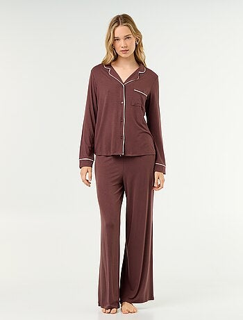 Pijama comprido em malha suave stretch - 2 peças
