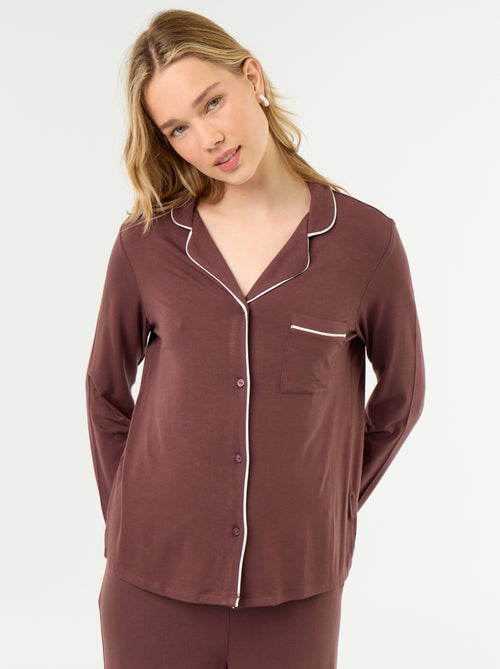 Pijama comprido em malha suave stretch - 2 peças - Kiabi Pijama comprido em malha suave stretch - 2 peças - Kiabi