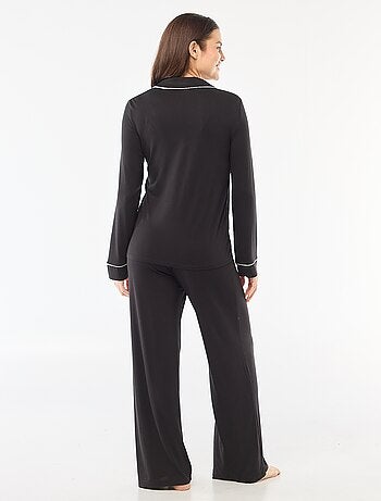 Pijama comprido em malha suave stretch - 2 peças