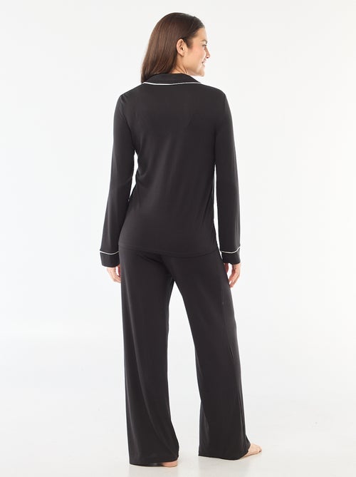 Pijama comprido em malha suave stretch - 2 peças - Kiabi