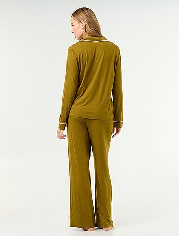 Pijama comprido em malha suave stretch - 2 peças