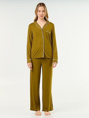 Pijama comprido em malha suave stretch - 2 peças