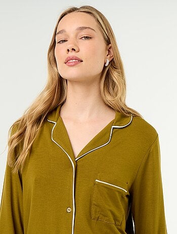 Pijama comprido em malha suave stretch - 2 peças