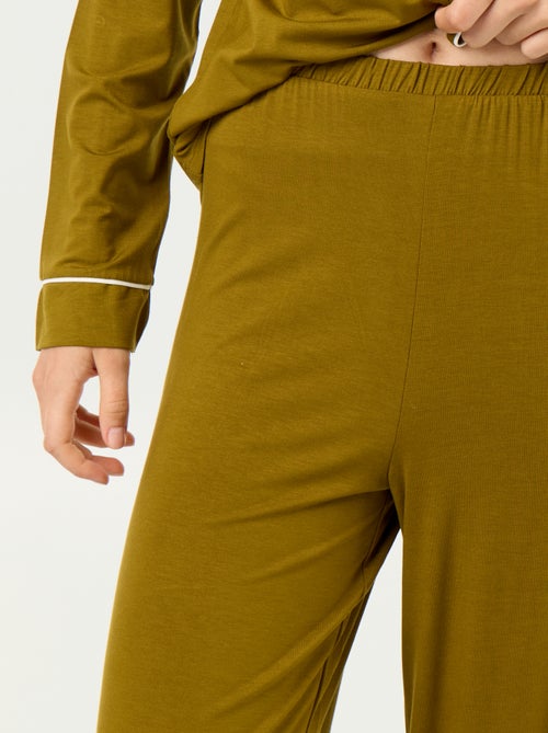 Pijama comprido em malha suave stretch - 2 peças - Kiabi
