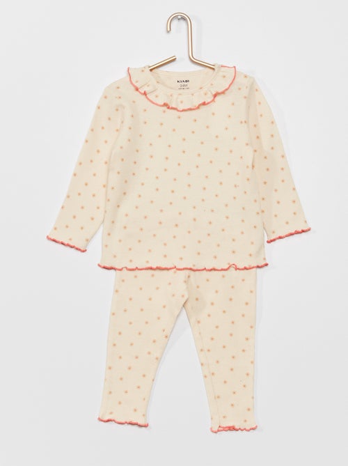 Pijama comprido em ninho de abelha - Kiabi