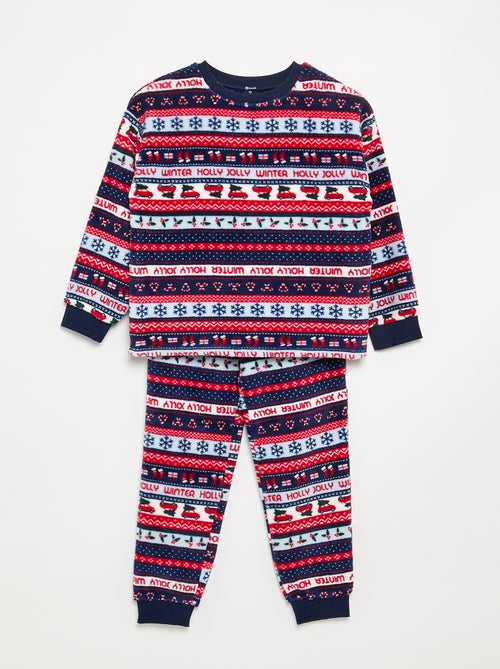 Pijama comprido em polar de 2 peças - Sweatshirt + calças - Kiabi