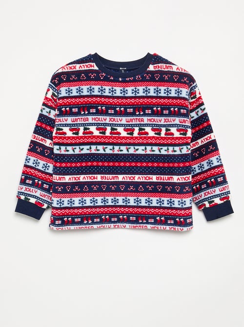 Pijama comprido em polar de 2 peças - Sweatshirt + calças - Kiabi