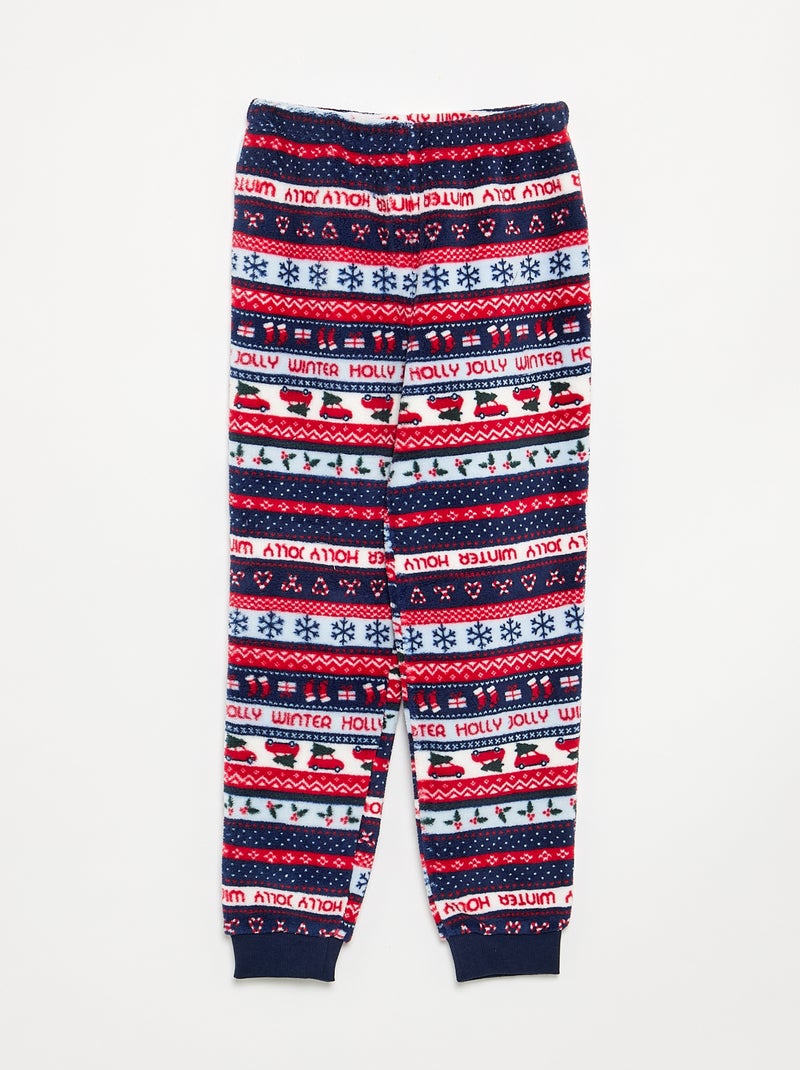 Pijama comprido em polar de 2 peças - Sweatshirt + calças Azul - Kiabi
