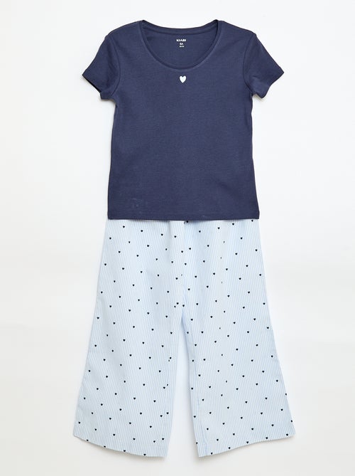 Pijama comprido em popelina - 2 peças - Kiabi