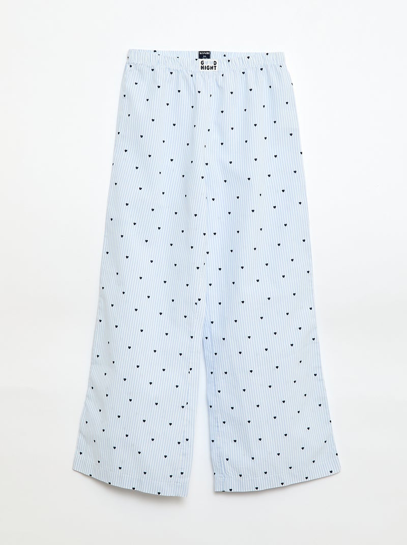 Pijama comprido em popelina - 2 peças Azul - Kiabi