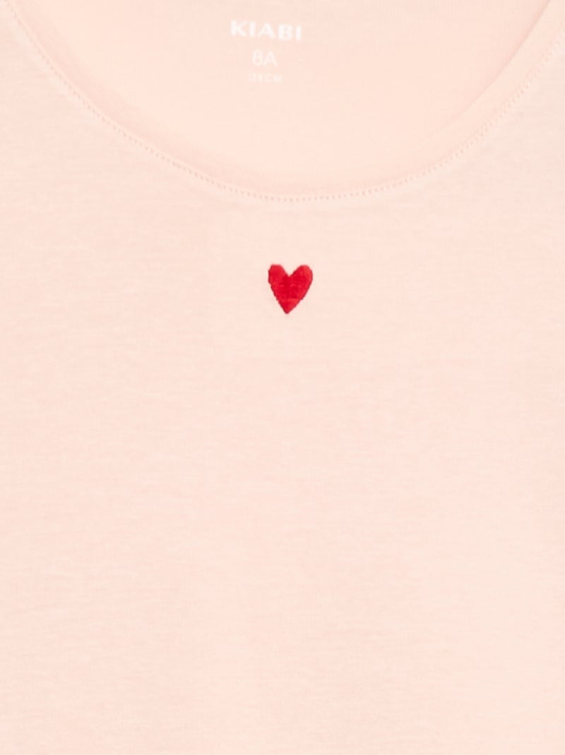 Pijama comprido em popelina - 2 peças Rosa - Kiabi