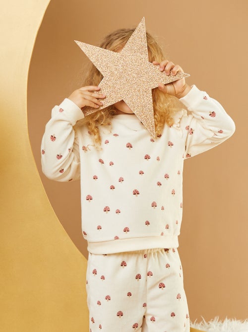 Pijama comprido em veludo  - 2 peças - Kiabi