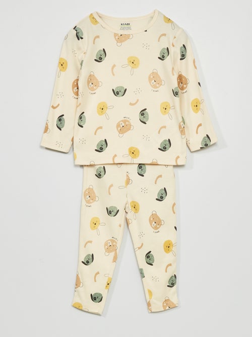 Pijama comprido estampado - 2 peças - Kiabi