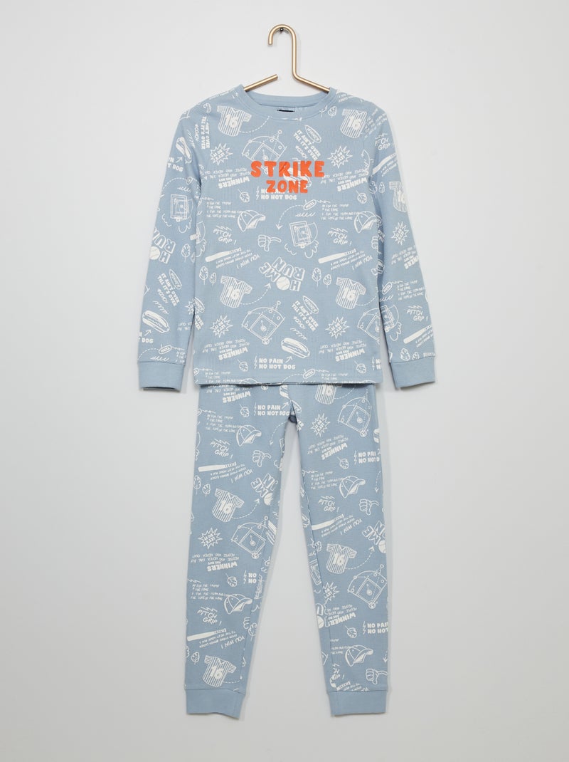 Pijama comprido estampado AZUL - Kiabi