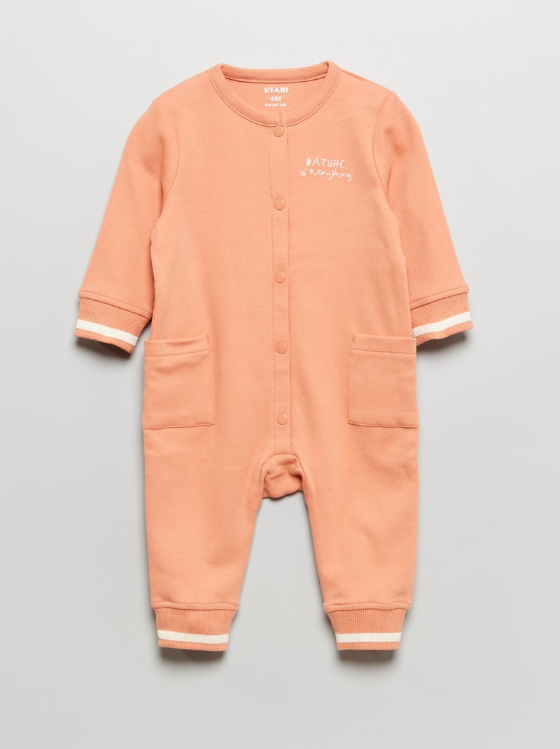 Pijama comprido estampado bordado de 1 peça ROSA - Kiabi