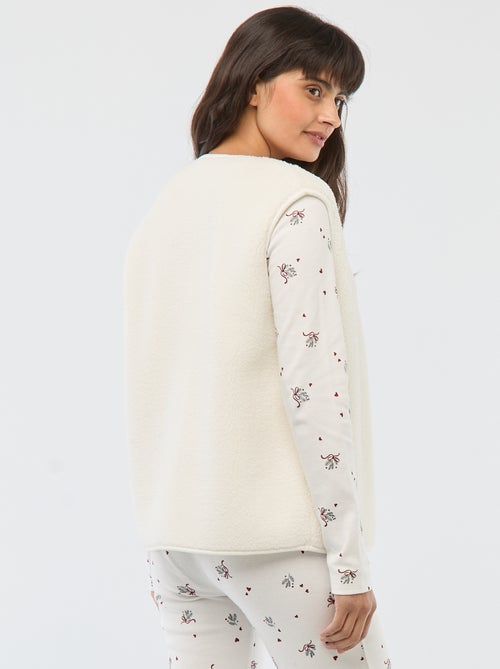 Pijama comprido estampado + colete sem mangas - 3 peças - Kiabi