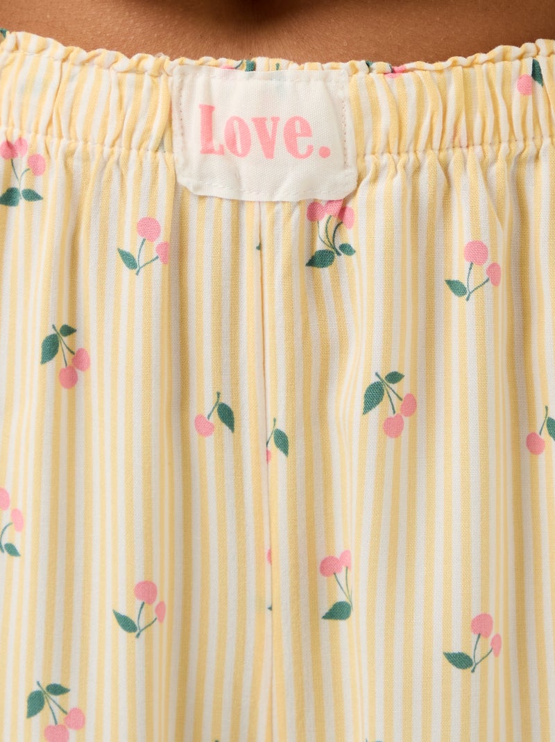 Pijama comprido estampado de 2 peças Amarelo - Kiabi