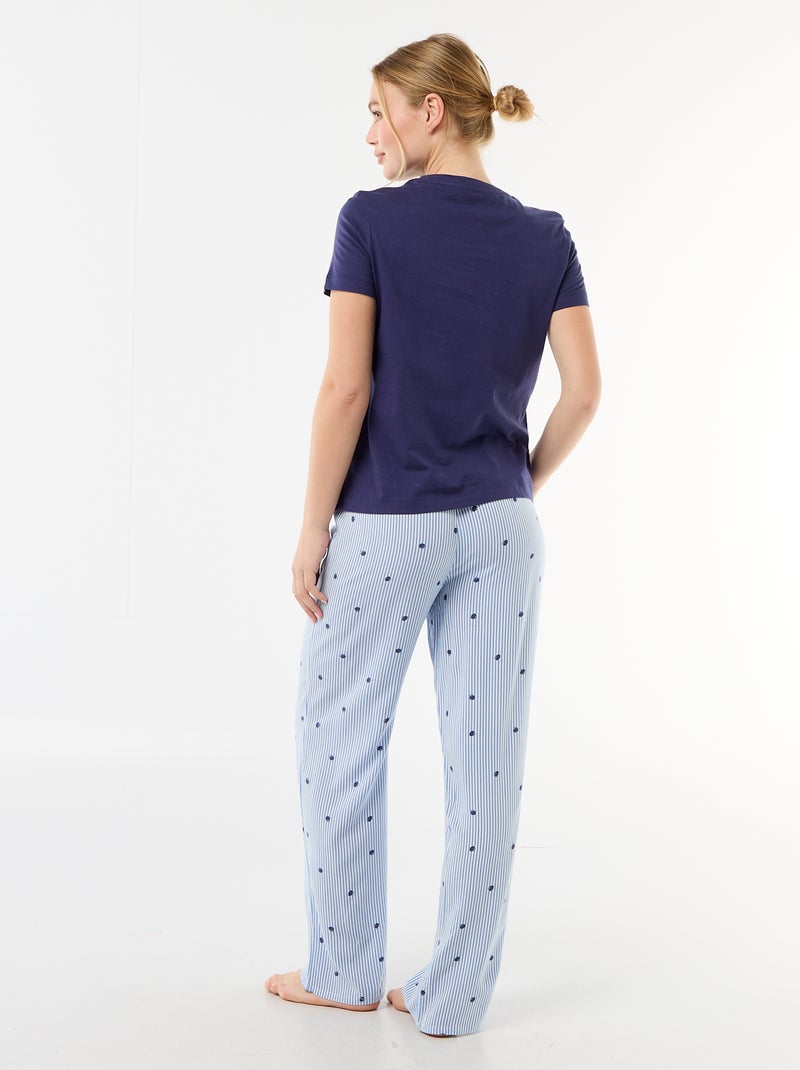 Pijama comprido estampado de 2 peças Azul - Kiabi