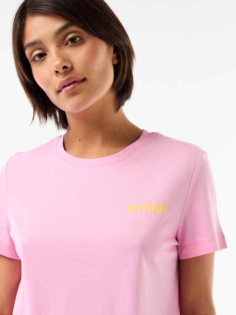 Pijama comprido estampado de 2 peças Violeta - Kiabi