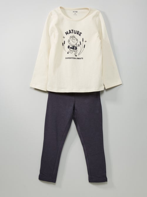 Pijama comprido estampado de algodão de 2 peças - Kiabi