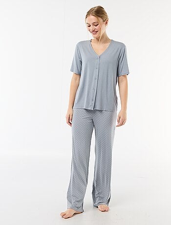 Pijama comprido estampado de bolinhas - 2 peças