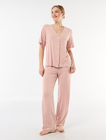 Pijama comprido estampado de bolinhas - 2 peças