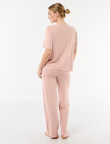 Pijama comprido estampado de bolinhas - 2 peças