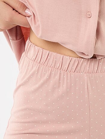 Pijama comprido estampado de bolinhas - 2 peças