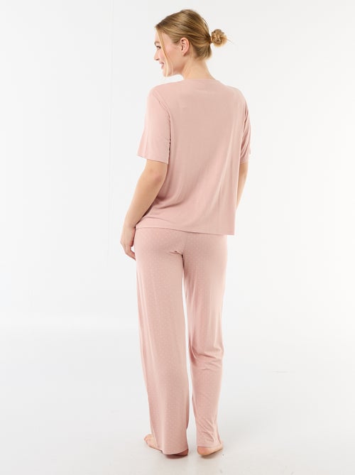 Pijama comprido estampado de bolinhas - 2 peças - Kiabi